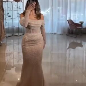 أجمل فستان سهرة بيج