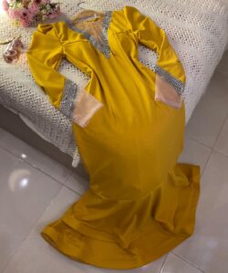 احلى فستان سهرة لون اصفر