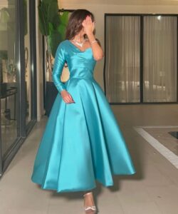 فستان سهرة لون تركوازي روعه