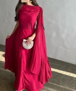 أجمل فستان سهرة احمر غامك