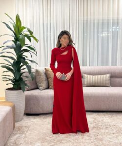 أجمل فساتين سهرة لون أحمر