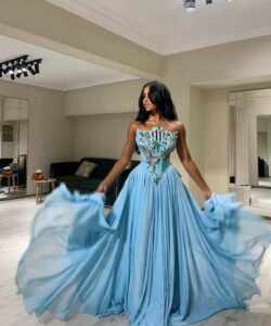 فستان سهرة لون سماوي