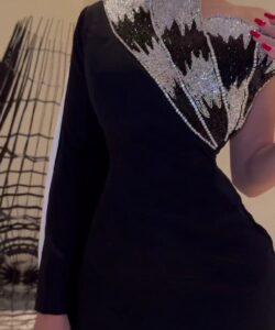 فستان سهرة لون أسود فخم وانيق