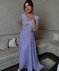 أجمل فستان سهرة لون موف