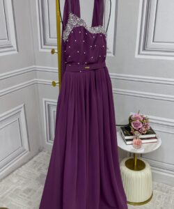 احلى فستان سهرة لون موف