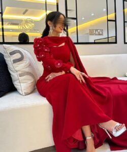 أجمل فستان سهرة لون أحمر