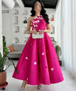 احلى فستان سهرة لون فوشيا