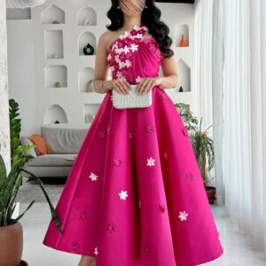 احلى فستان سهرة لون فوشيا