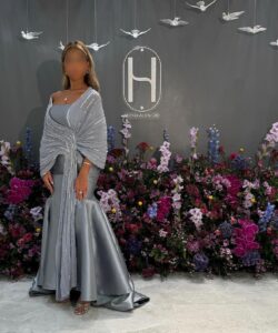 احلى فستان سهرة لون رصاصي