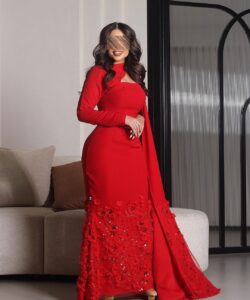 أجمل فستان سهرة أحمر طويل وفخم