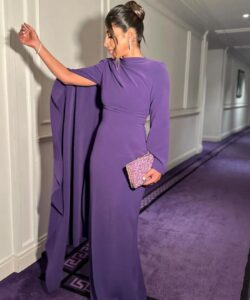 أجمل فستان سهرة لون موف