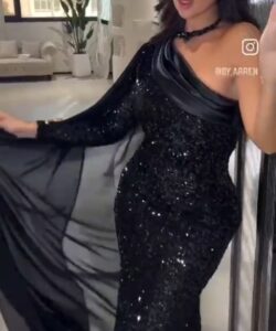 احلى فستان سهرة لون اسود ترتر