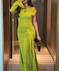 فستان سهرة لون ليموني