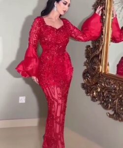 أجمل فستان سهرة لون أحمر