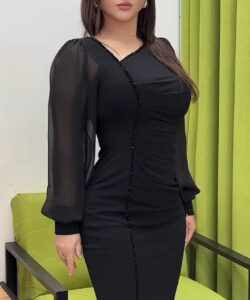 أجمل فستان سهرة لون اسود ناعم