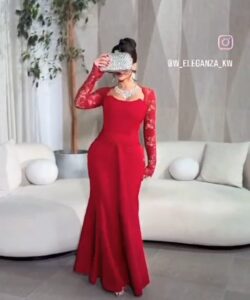 أجمل فستان سهرة لون احمر استرتش