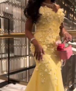 احلى فستان سهرة لون أصفر