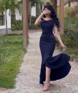 احلى فستان سهرة كحلي طويل