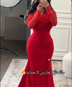 أجمل فستان فساتين لون أحمر طويل