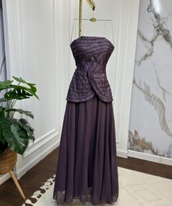 فستان سهرة لون موف فخم وانيق