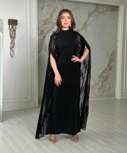 أجمل فستان سهرة كريب لون اسود