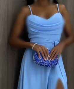 احلى فستان سهرة لون سماوي