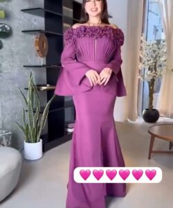 أجمل فساتين سهرة لون موف