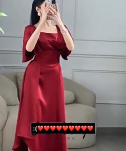 احلى فستان سهرة لون احمر جذاب