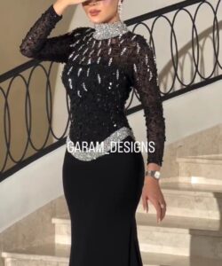 فستان سهرة لون اسود فخم وانيق