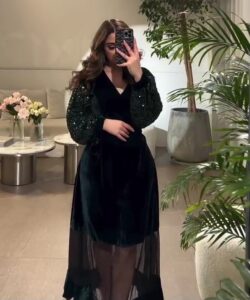 أجمل فستان سهرة شتوي مخمل