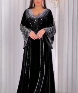 أجمل فستان سهرة مخمل تتطريز فصوص