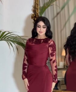 أجمل فستان سهرة لون نبيتي