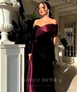 افخم فستان سهرة بذيل طويل