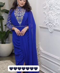 أجمل فساتين سهرة لون أزرق