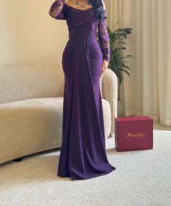 فساتين سهرة دانتيل لون موف