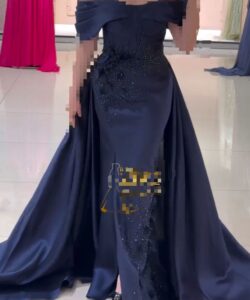 فستان سهرة بذيل طويل فخم وانيق