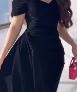 فستان سهرة شتوي جوخ فخم وانيق