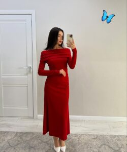 فستان سهرة لون أحمر جميل جدا