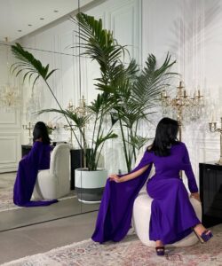 أجمل فساتين سهرة لون موف