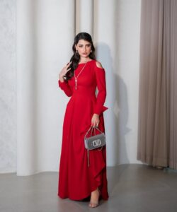 فخم وانيق فستان سهرة لون أحمر