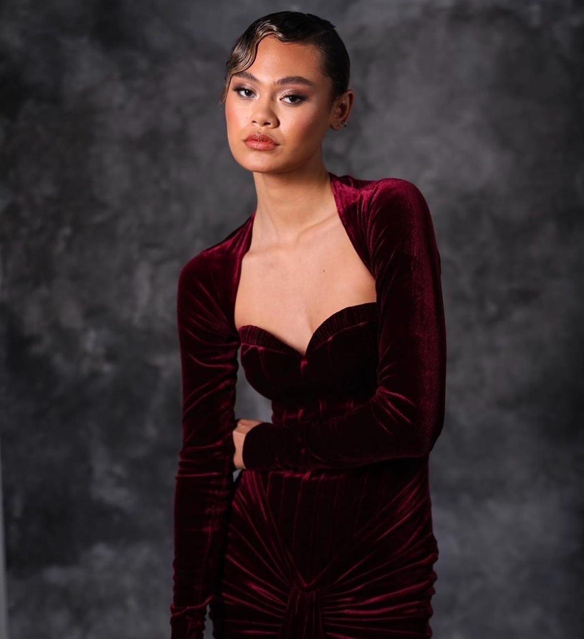 فستان سهرة مخمل عودي تحفه - الصورة 3