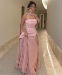 فستان سهرة بدون اكمام جميل جدا