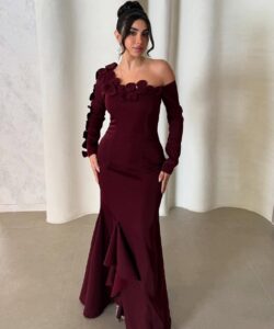 فستان سهرة لون نبيتي روعه