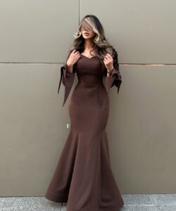 فستان سهرة لون بني