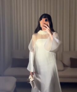 أجمل فستان سهرة لون ابيض وأسود