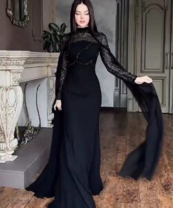 أجمل فساتين سهرة فستان سهرة لون اسود فخم وانيق