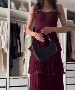 احلى فستان سهرة لون عودي