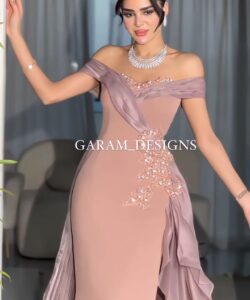 فستان سهرة كريب استرتش تحفه