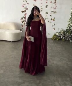 فستان سهرة أنيق كم طويل