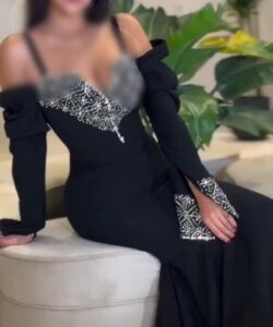 احلى فساتين سهرة لون اسود طويل